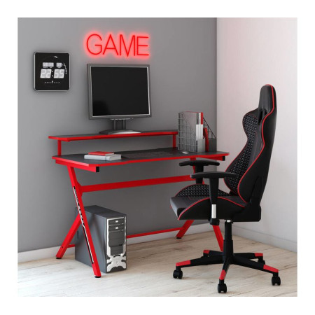 Fauteuil de jeu d'ordinateur/bureau ergonomique pivotant et réglable avec  lumières à DEL X Rocker Strike RGB, noir